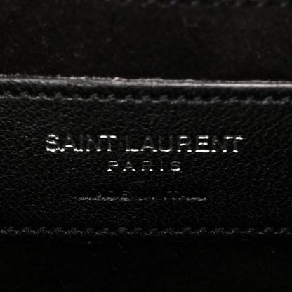 Saint Laurent Calfskin Fringe Baby Snake Monogram Satchel Black 6 of 10