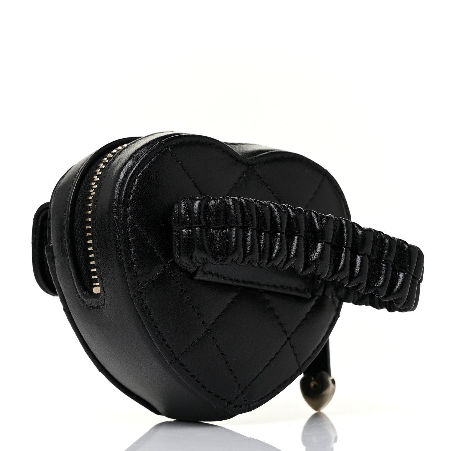 Chanel Lambskin Quilted CC In Love Heart Zipped Arm Coin Purse Black 2 of 9