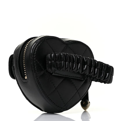 Chanel Lambskin Quilted CC In Love Heart Zipped Arm Coin Purse Black 2 of 9