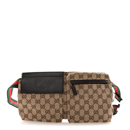 Gucci GG Monogram Double Pocket Belt Bag Dark Brown 1 of 13