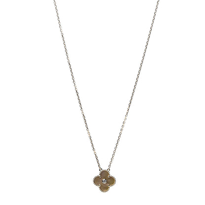 Van Cleef & Arpels 18K Yellow Gold Diamond Yellow Mother of Pearl Vintage Alhambra Pendant Necklace 1 of 8