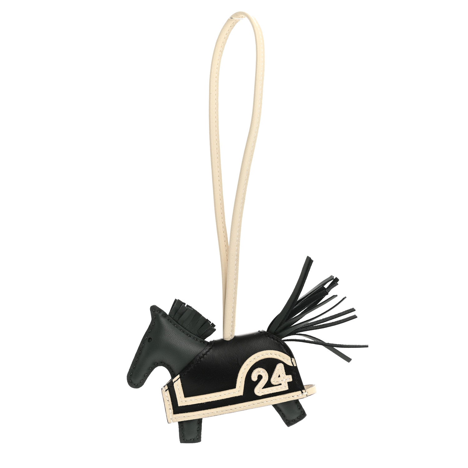 Hermes Milo Lambskin Grigri Rodeo 24 Bag Charm PM Vert Mangrove