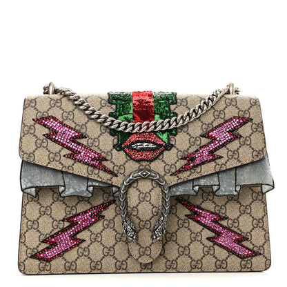 Gucci GG Supreme Monogram Lightning Embroidered Medium Dionysus Shoulder Bag Beige 1 of 11