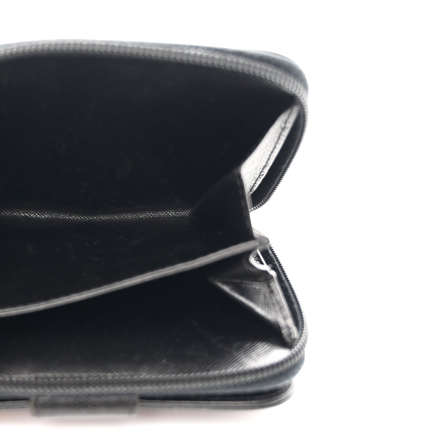 Saffiano Compact Zip Around Wallet Black