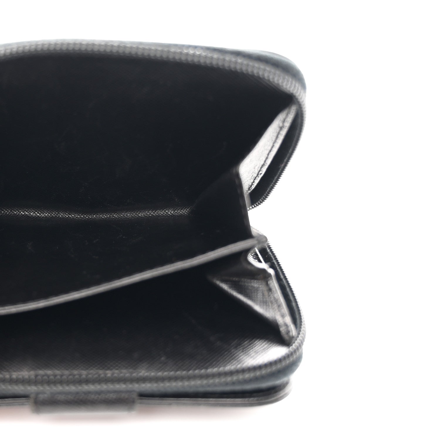 Prada Saffiano Compact Zip Around Wallet Black 5 of 10