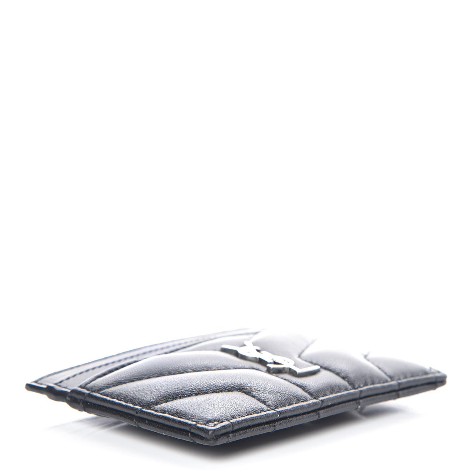 Saint Laurent Calfskin Y Quilted Monogram LouLou Credit Card Case Black 4 of 10