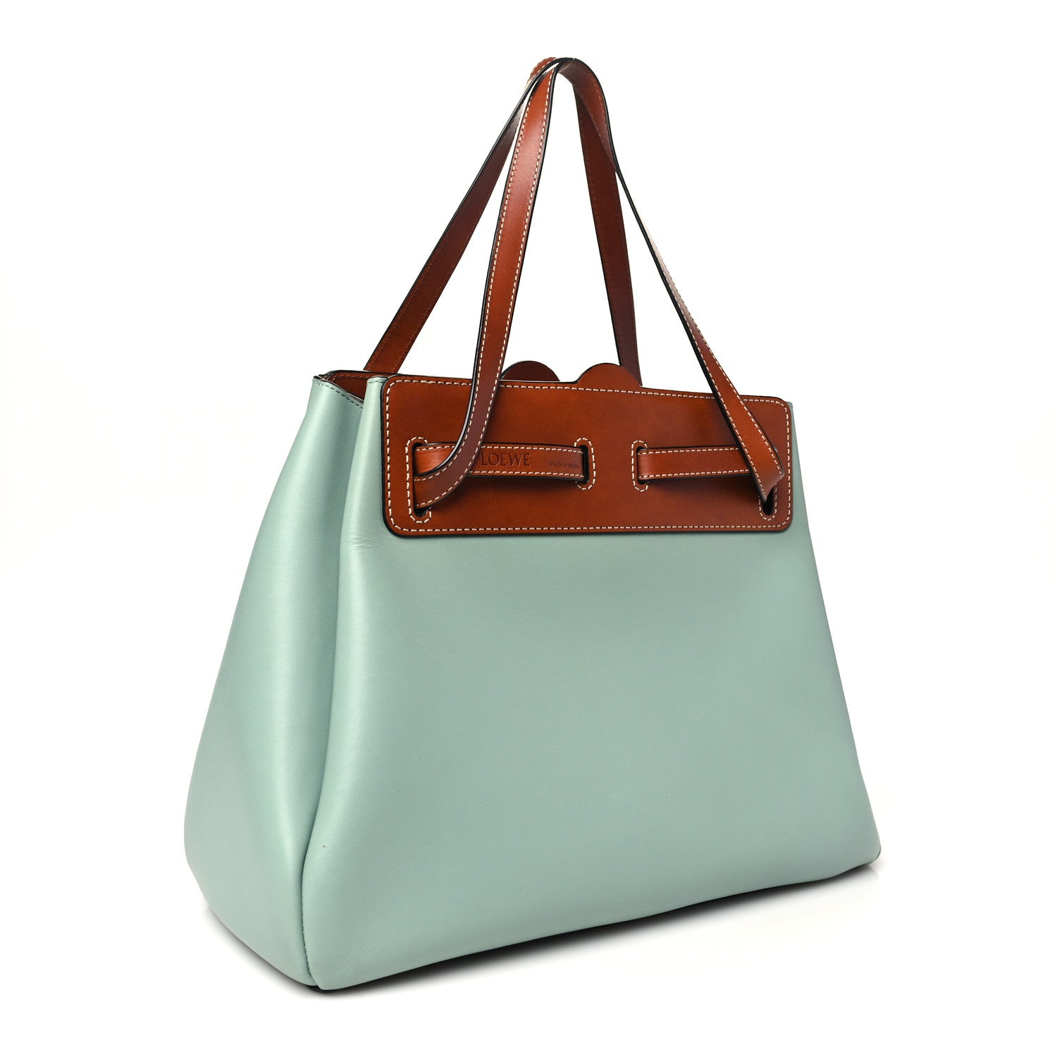Loewe Boxcalf Lazo Tote Blue Tan 3 of 9
