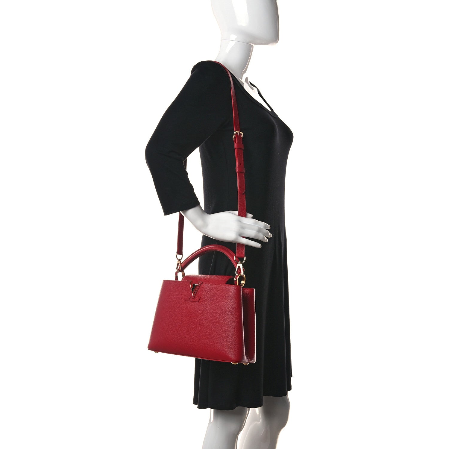 Louis Vuitton Taurillon Capucines BB Scarlet Red 2 of 9