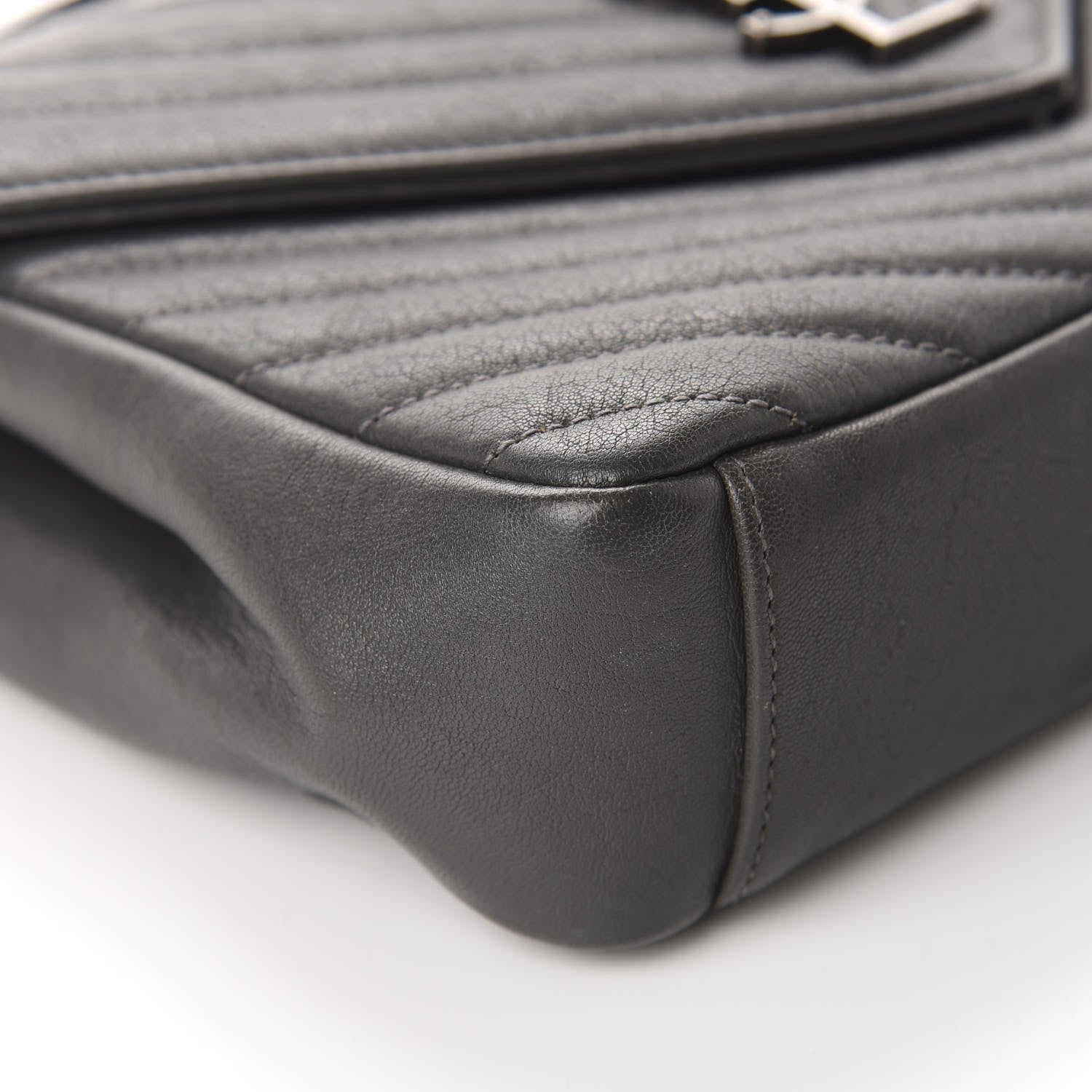 Saint Laurent Sheepskin Matelasse Chevron Monogram Medium College Bag Asphalt 6 of 14