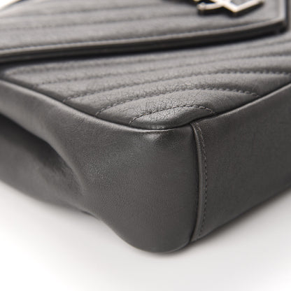 Saint Laurent Sheepskin Matelasse Chevron Monogram Medium College Bag Asphalt 6 of 14
