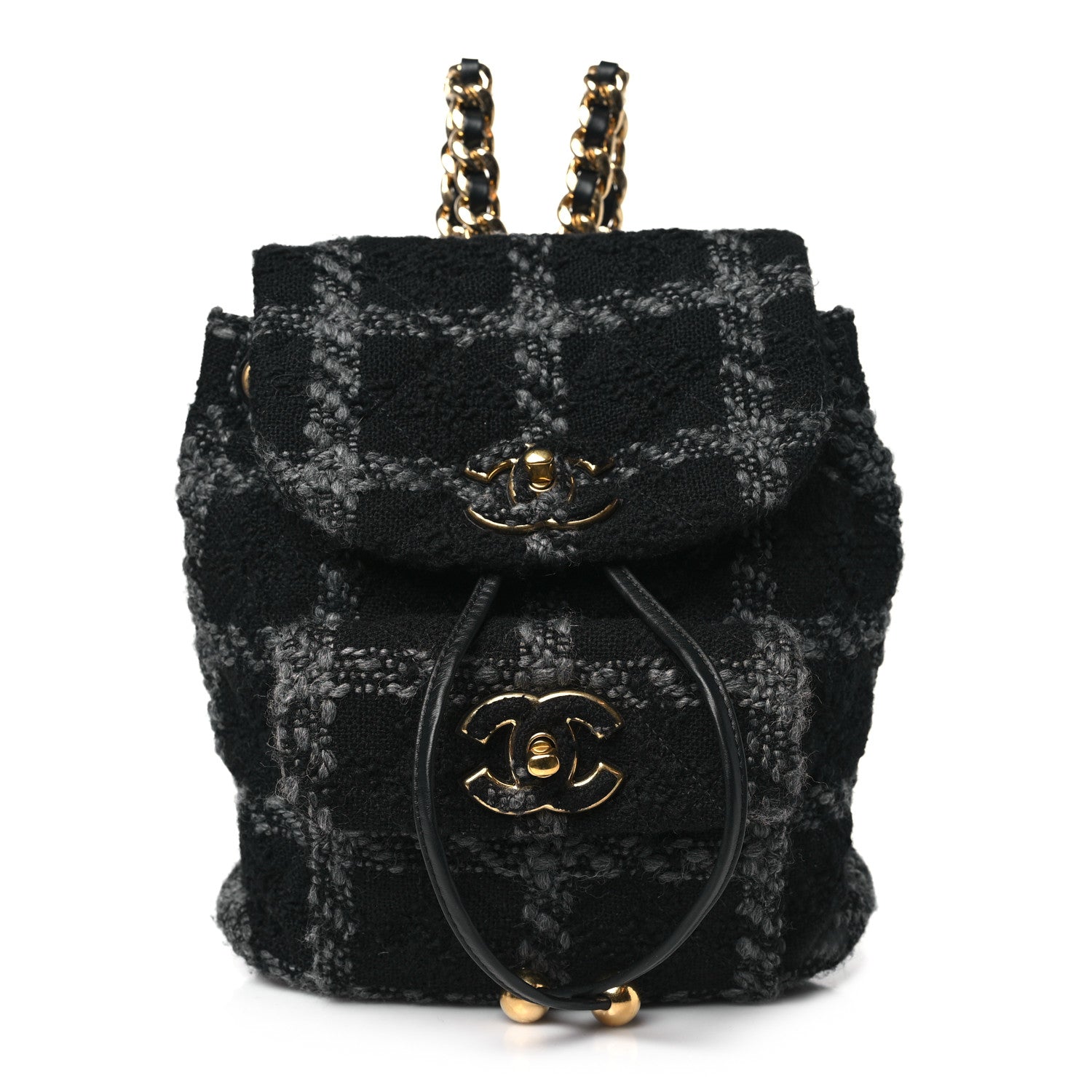 Chanel Wool Tweed Elegant Backpack Black Grey 1 of 11