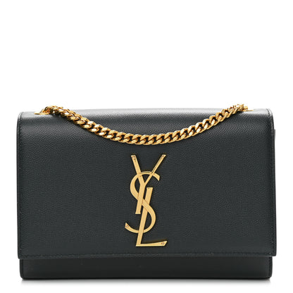 Saint Laurent Grain De Poudre Small Monogram Kate Satchel Teal Green 1 of 11