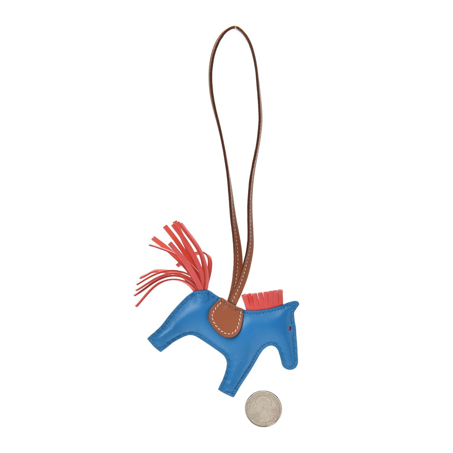 Hermes Milo Lambskin Grigri Rodeo Horse Bag Charm PM Blue Zanzibar Rose Texas Gold 2 of 4