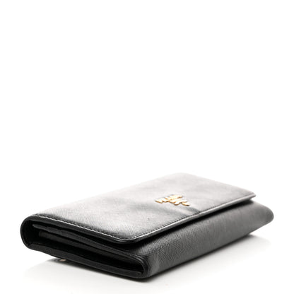 Prada Saffiano Metal Continental Flap Travel Wallet Black 5 of 8