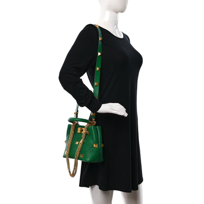 Valentino Garavani Nappa Small Roman Stud The Handle Bag Gea Green 2 of 10