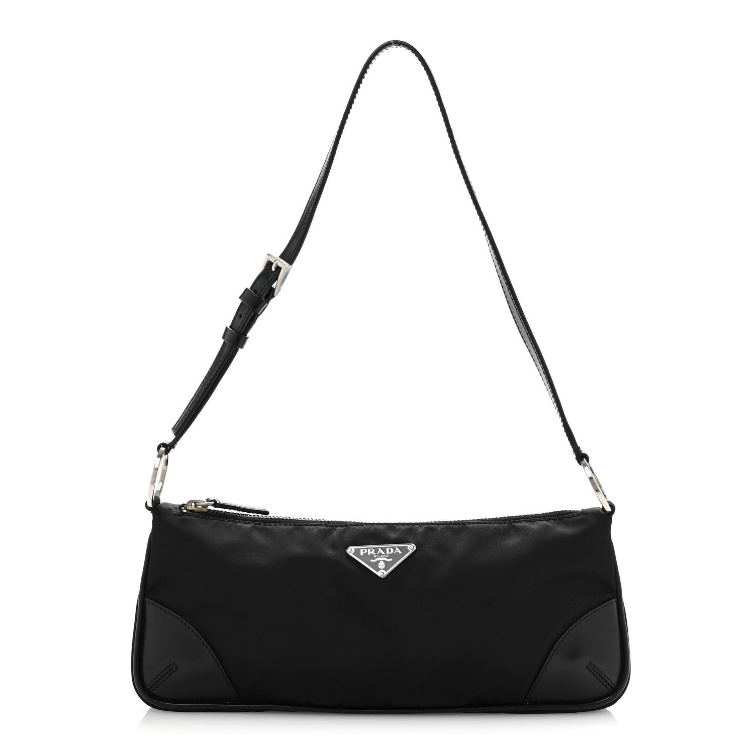 Prada Tessuto Nylon Soft Calf Shoulder Bag Black Black 1 of 13