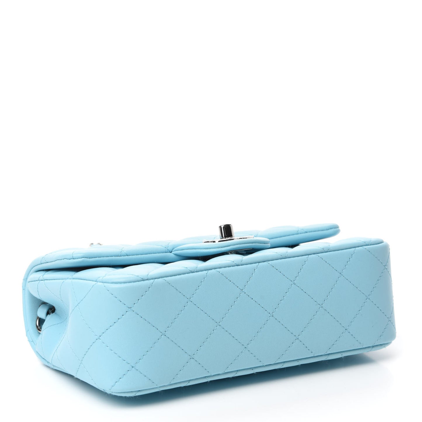 Lambskin Quilted Mini Rectangular Flap Neon Blue