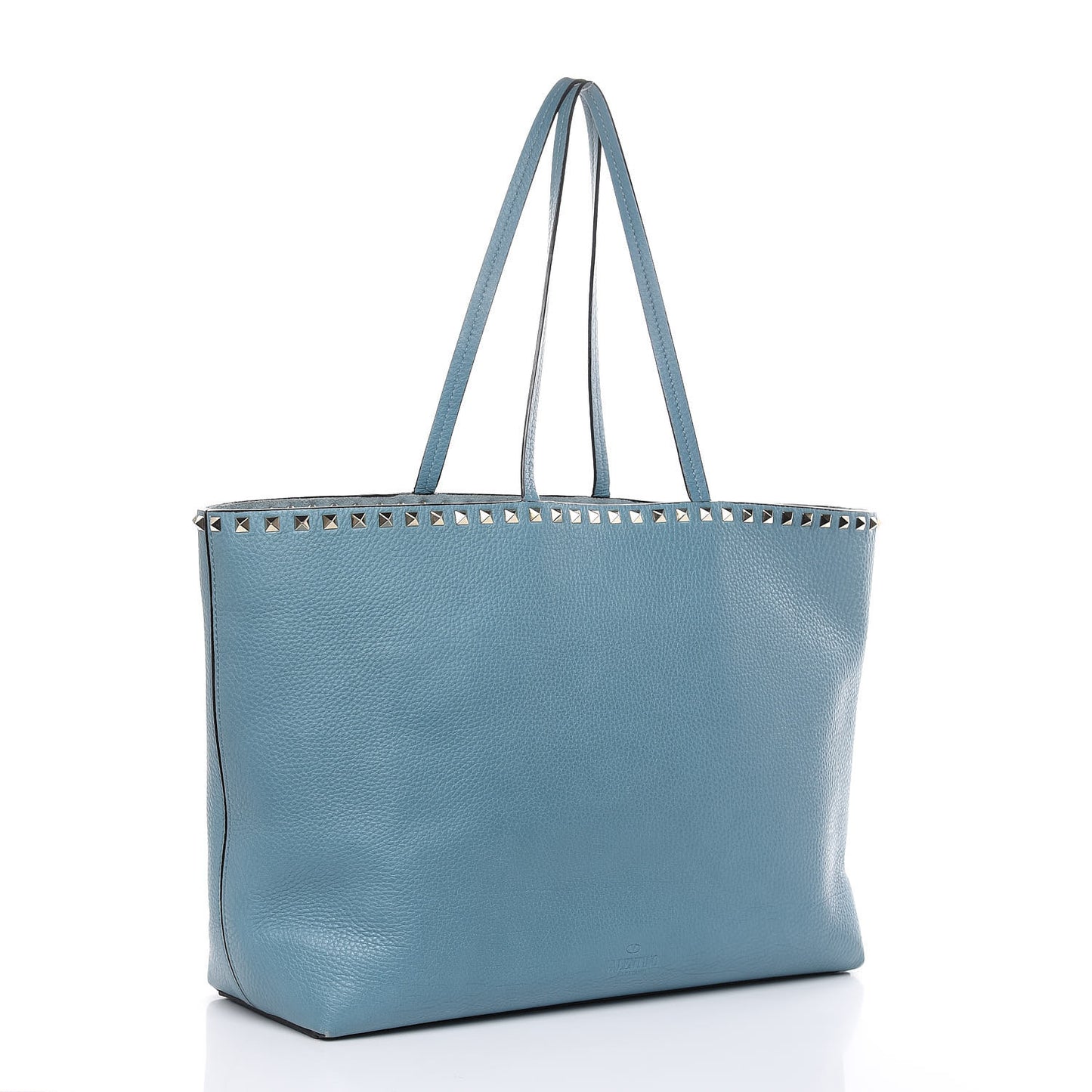 Grained Calfskin Rockstud Shoulder Tote Niagara
