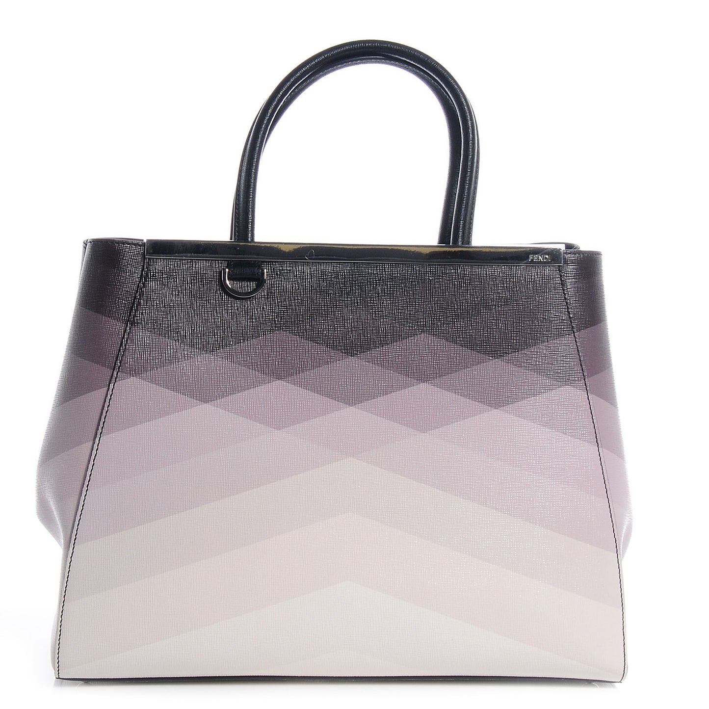 Textured Calfskin Geometric Degrade Medium 2Jours Tote Black Grey