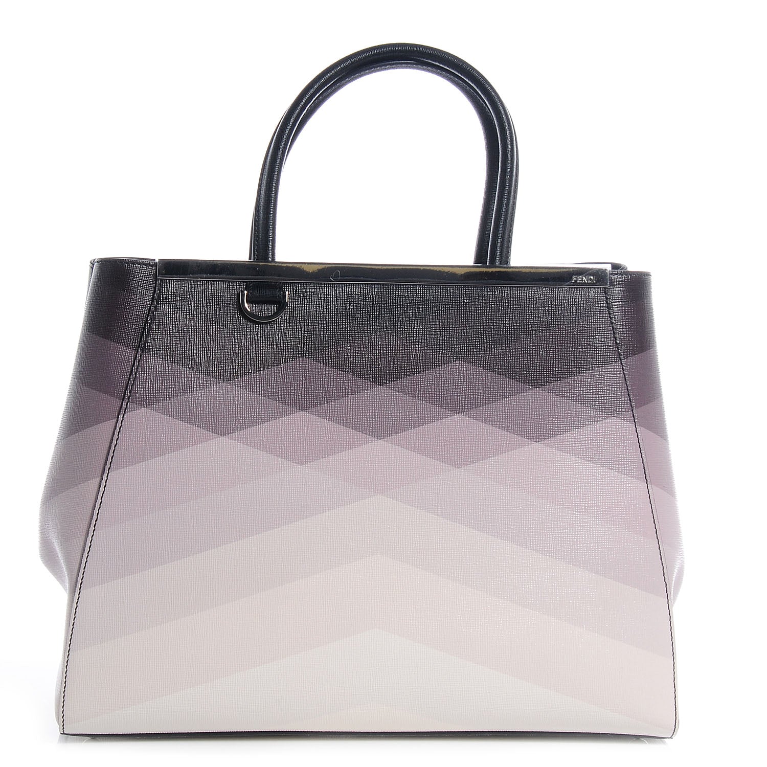 Fendi Textured Calfskin Geometric Degrade Medium 2Jours Tote Black Grey 1 of 9