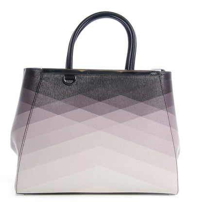 Fendi Textured Calfskin Geometric Degrade Medium 2Jours Tote Black Grey 1 of 9