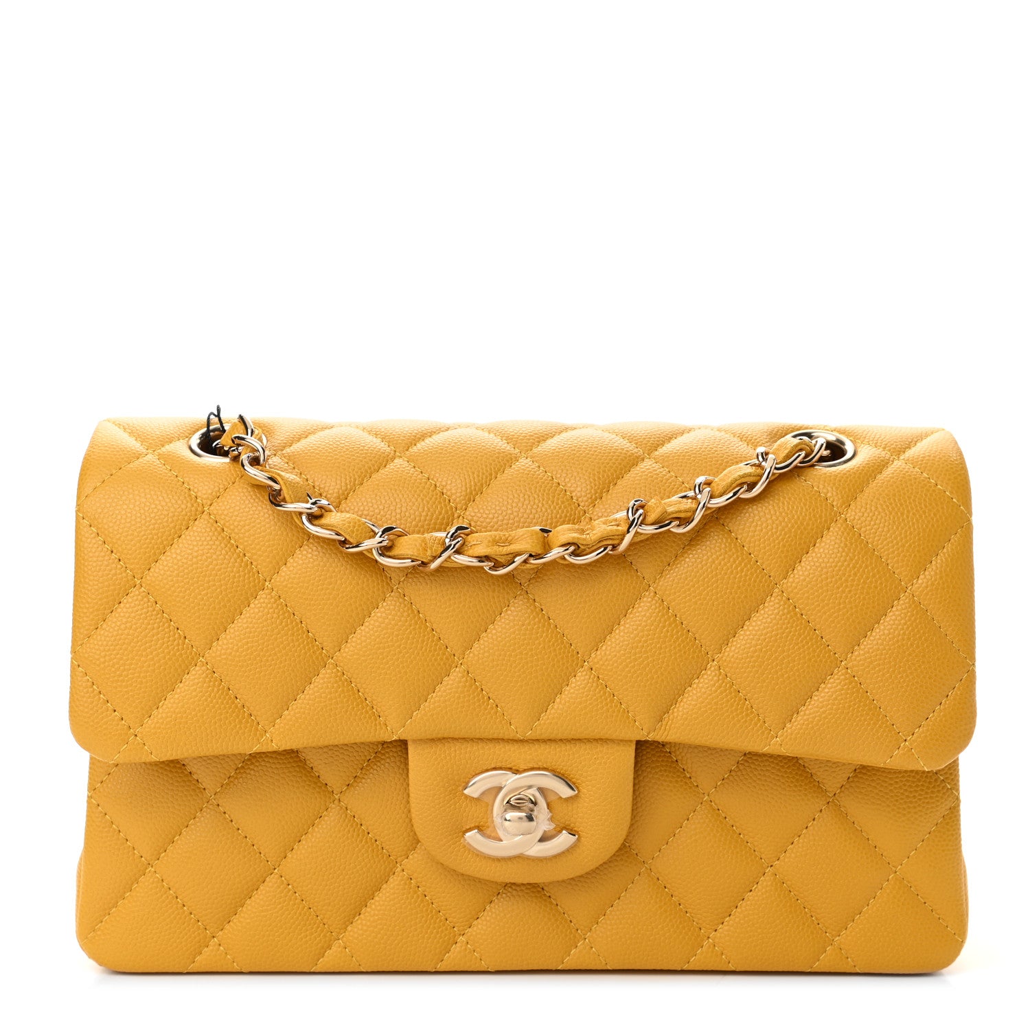 Chanel Caviar Quilted Small Double Flap Yellow 1 of 11