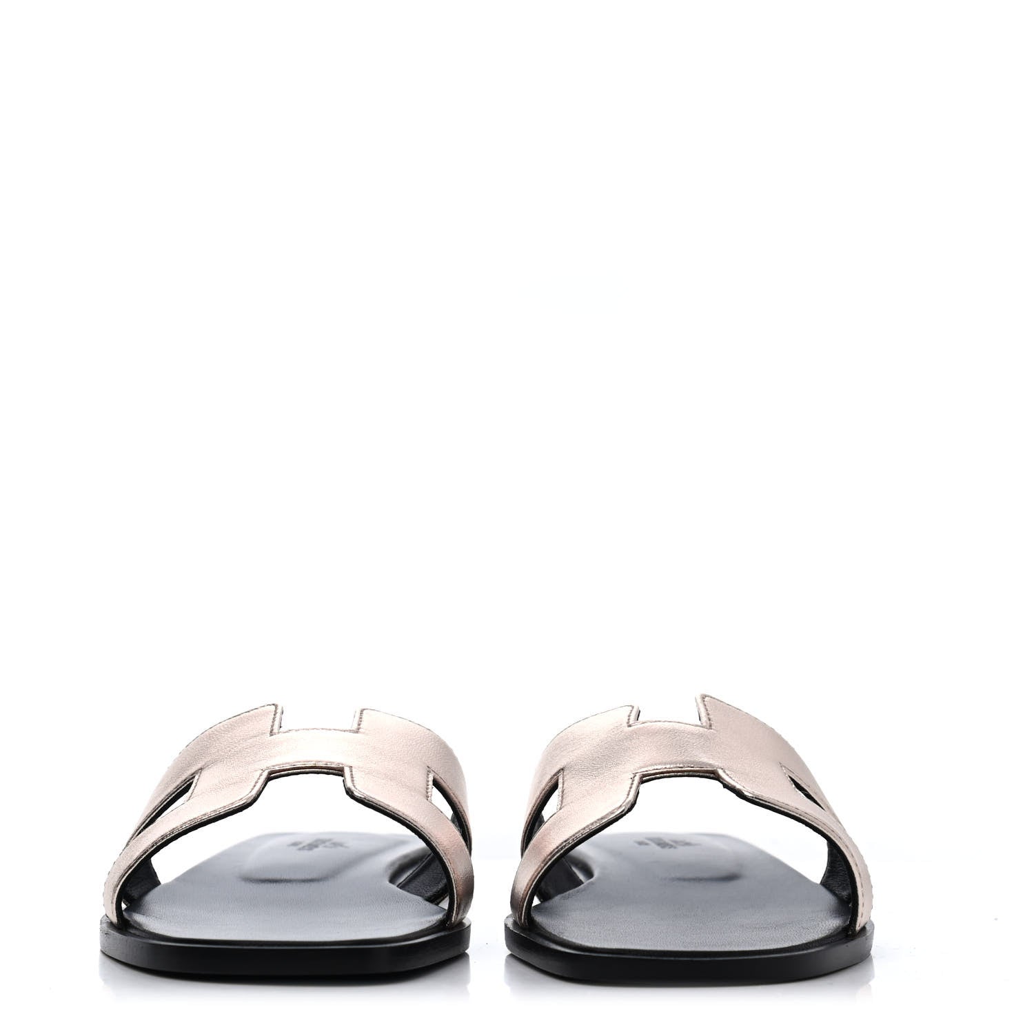 Hermes Metallic Calfskin Oran Sandals 37.5 Rose Dore 2 of 4