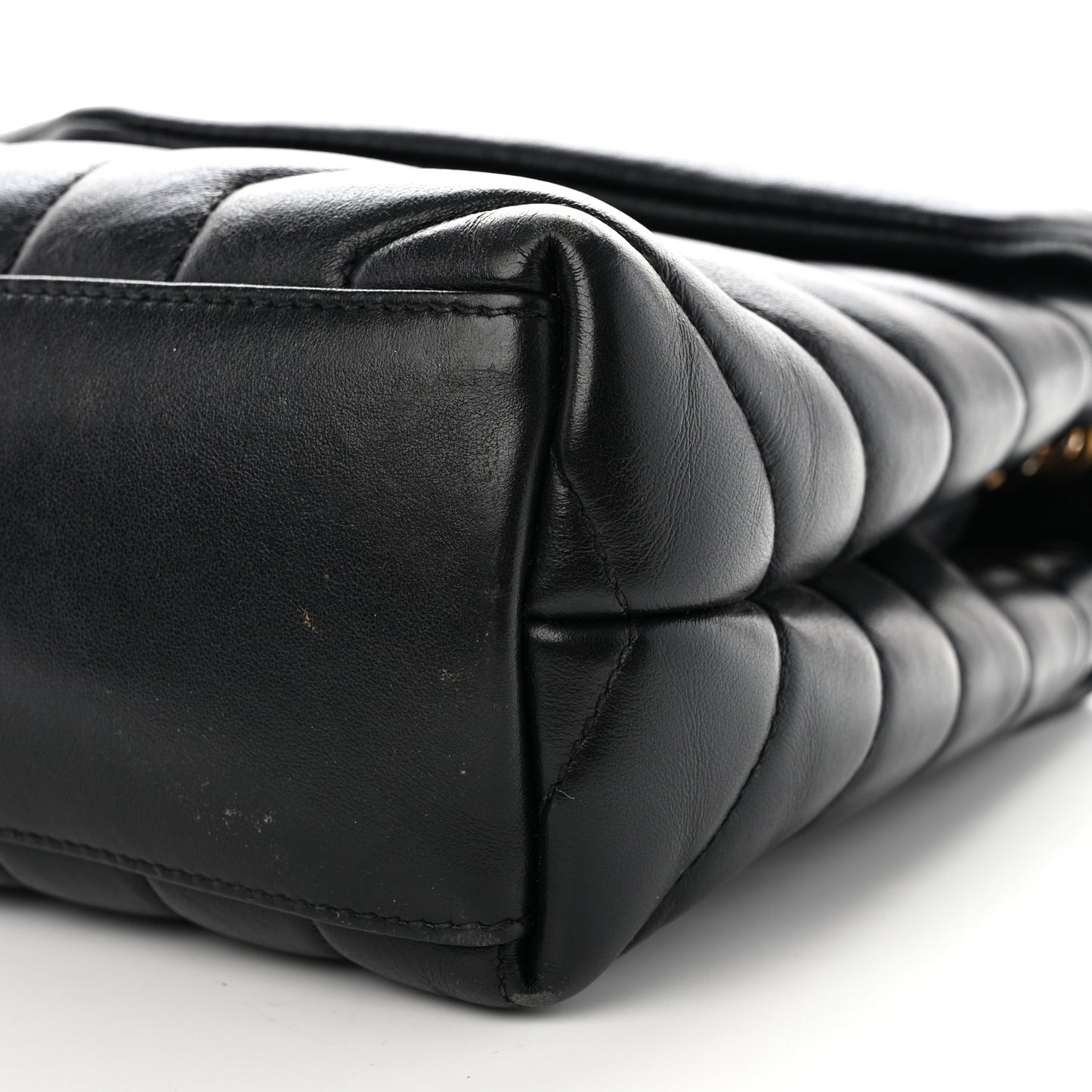 Calfskin Y Quilted Monogram Small Loulou Chain Satchel Black
