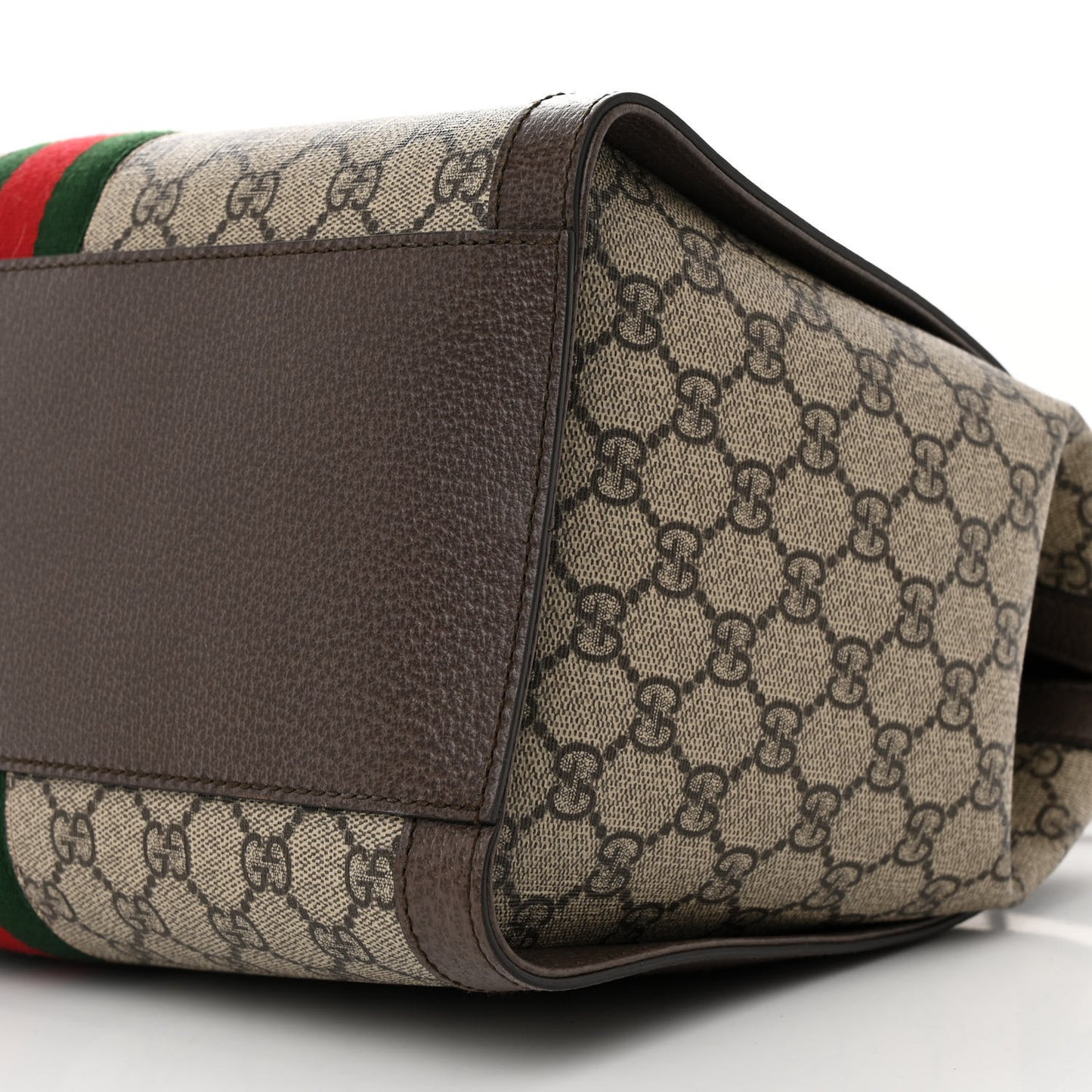 GG Supreme Monogram Web Medium Ophidia Tote Bag Brown