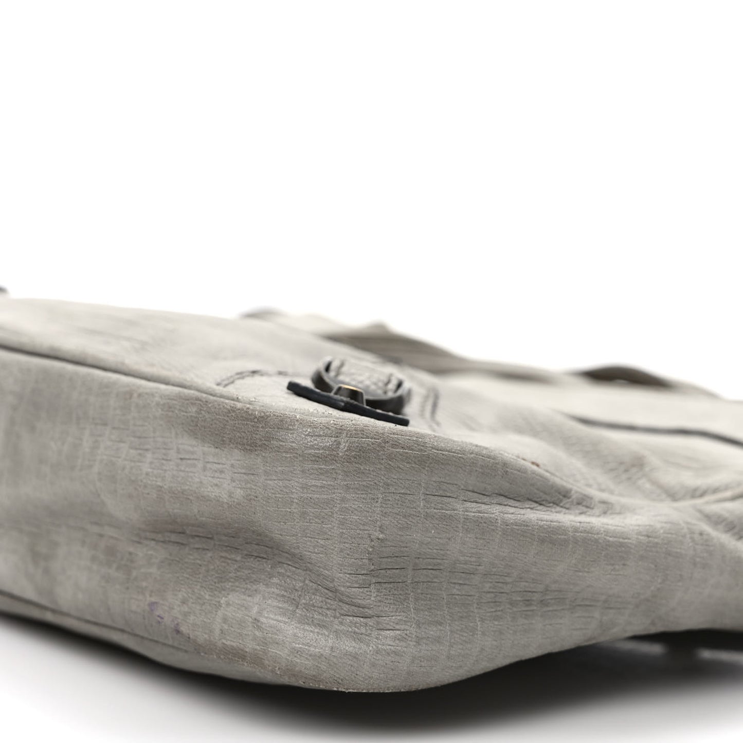 Agneau Lizard Embossed Classic Hardware Hip Gris Clair