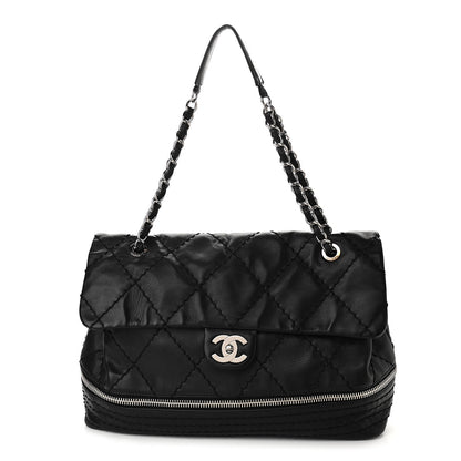 Chanel Calfskin Stitched Large Expandable Flap Bag Black 1 of 10