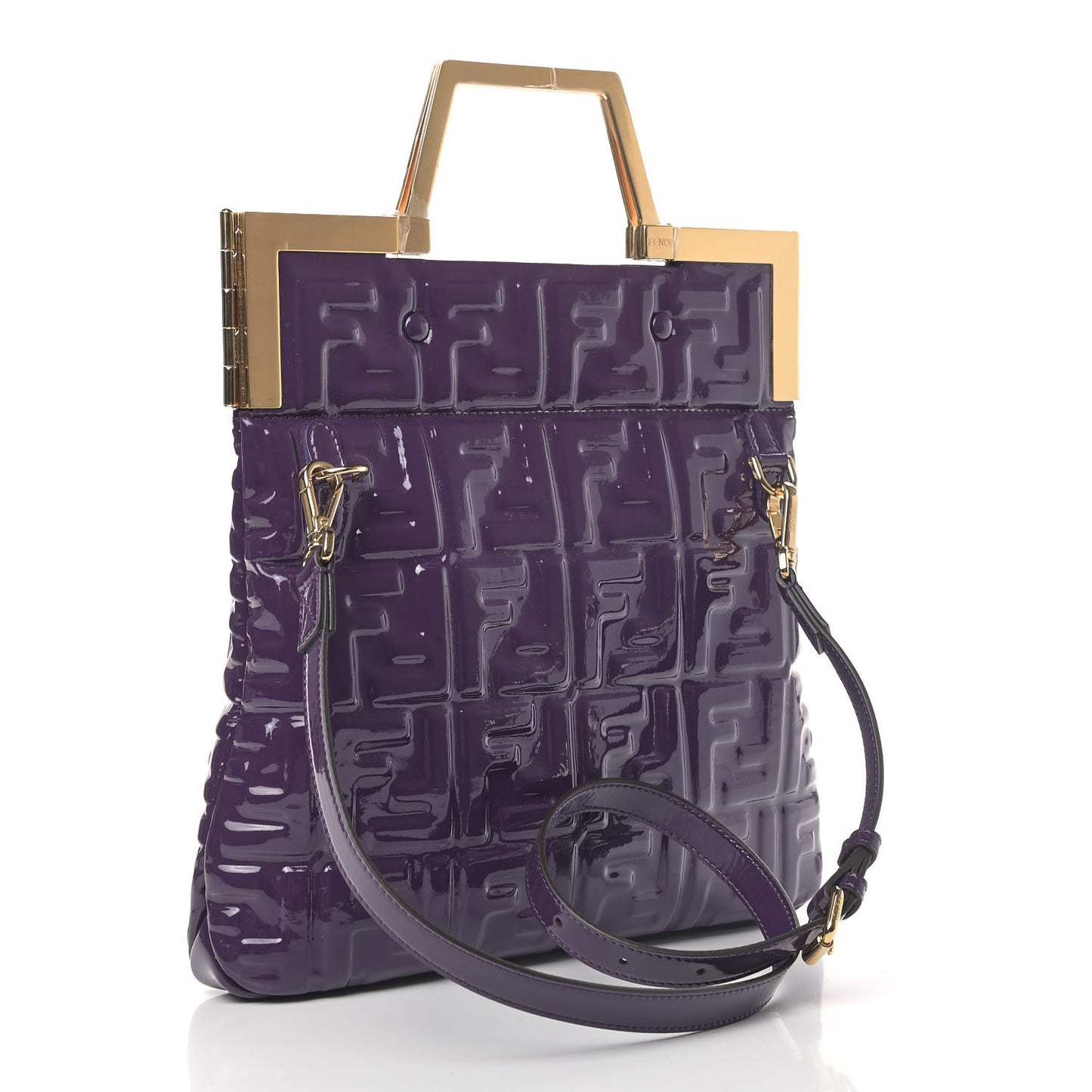 Patent FF 1974 Embossed Small Shopping Flap Bag Viola