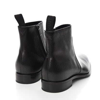 Louis Vuitton Calfskin Epi Wall Street Chelsea Ankle Boots 8 Black 4 of 8
