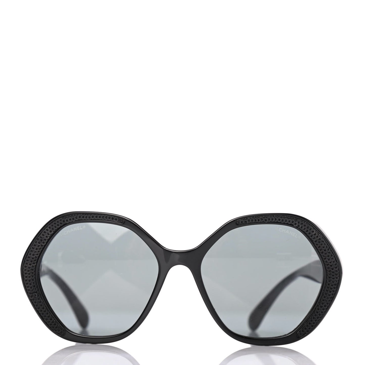 Acetate Sequin Round Sunglasses 5451-A Black