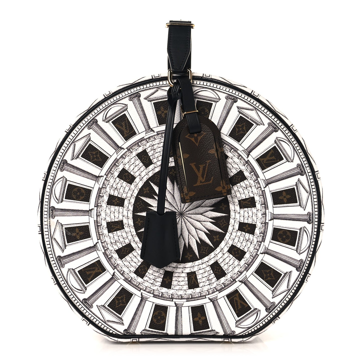 X FORNASETTI Calfskin Architettura Petite Boite Chapeau White Black