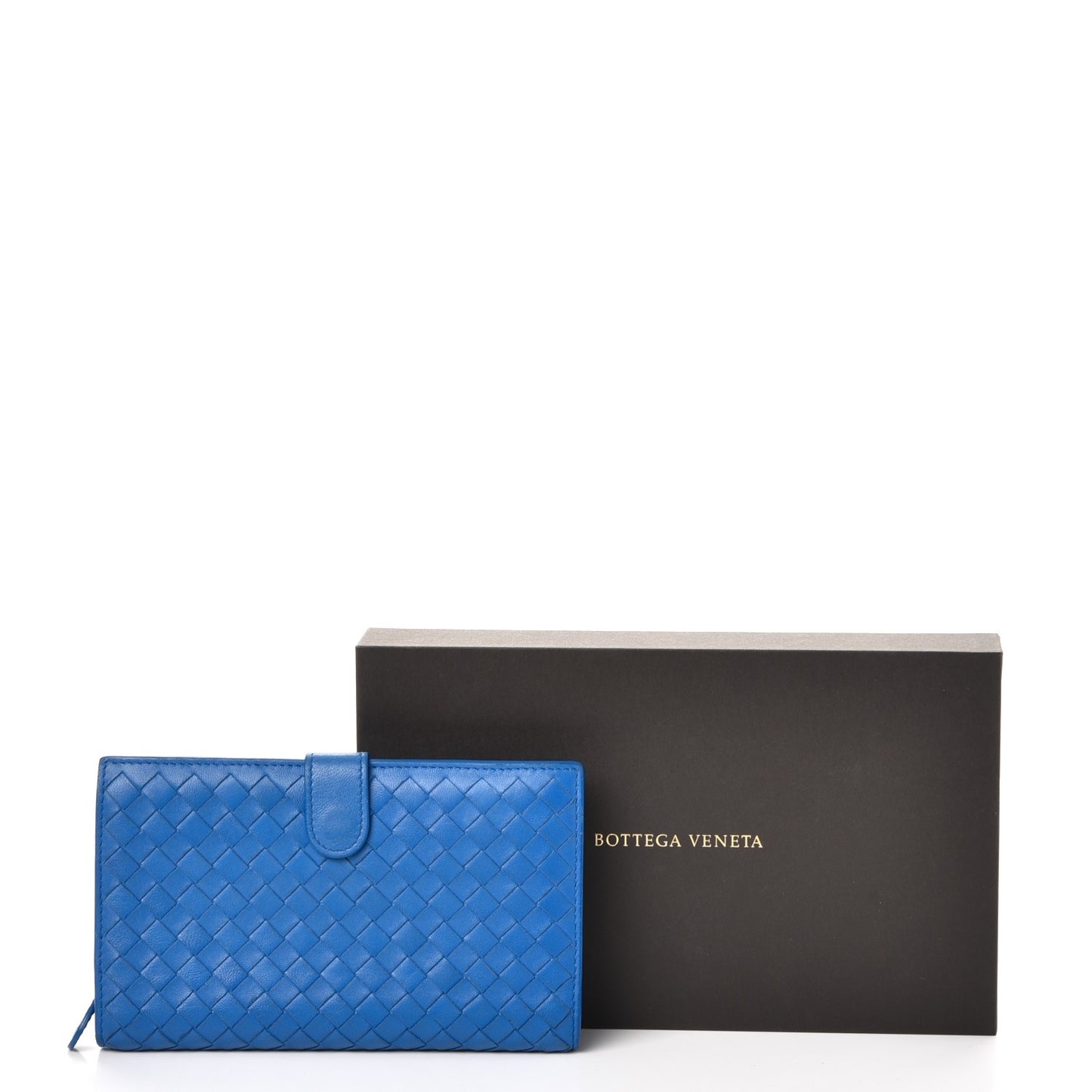 Nappa Intrecciato Continental Wallet Blue
