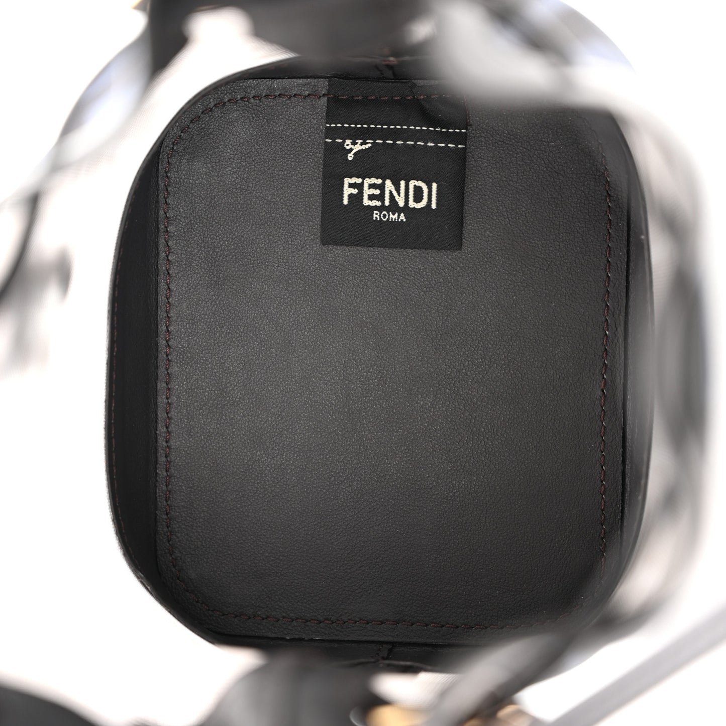 Mesh Vitello Grace F is Fendi FF 1974 Mini Mon Tresor Bucket Bag Azzurro Black Ebano