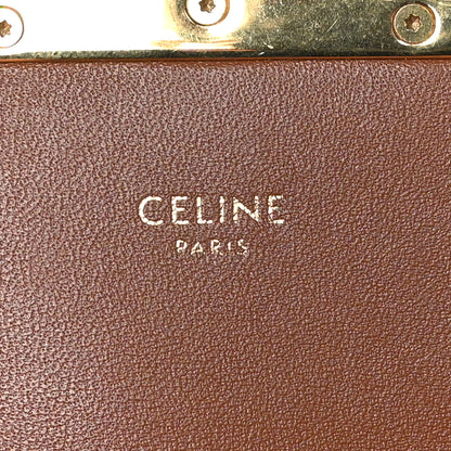 Celine Canvas Calfskin Triomphe Shoulder Bag White 6 of 10