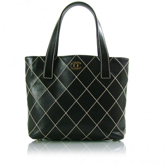 Leathter Quilted Surpique Tote Black