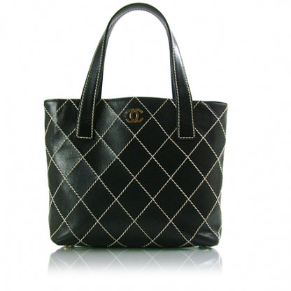 Chanel Leathter Quilted Surpique Tote Black 1 of 10