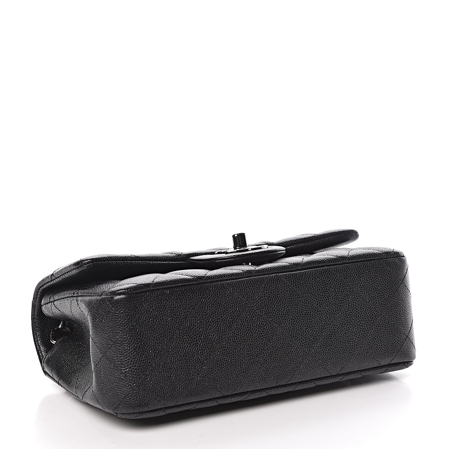 Iridescent Caviar Quilted Mini Rectangular Flap Black