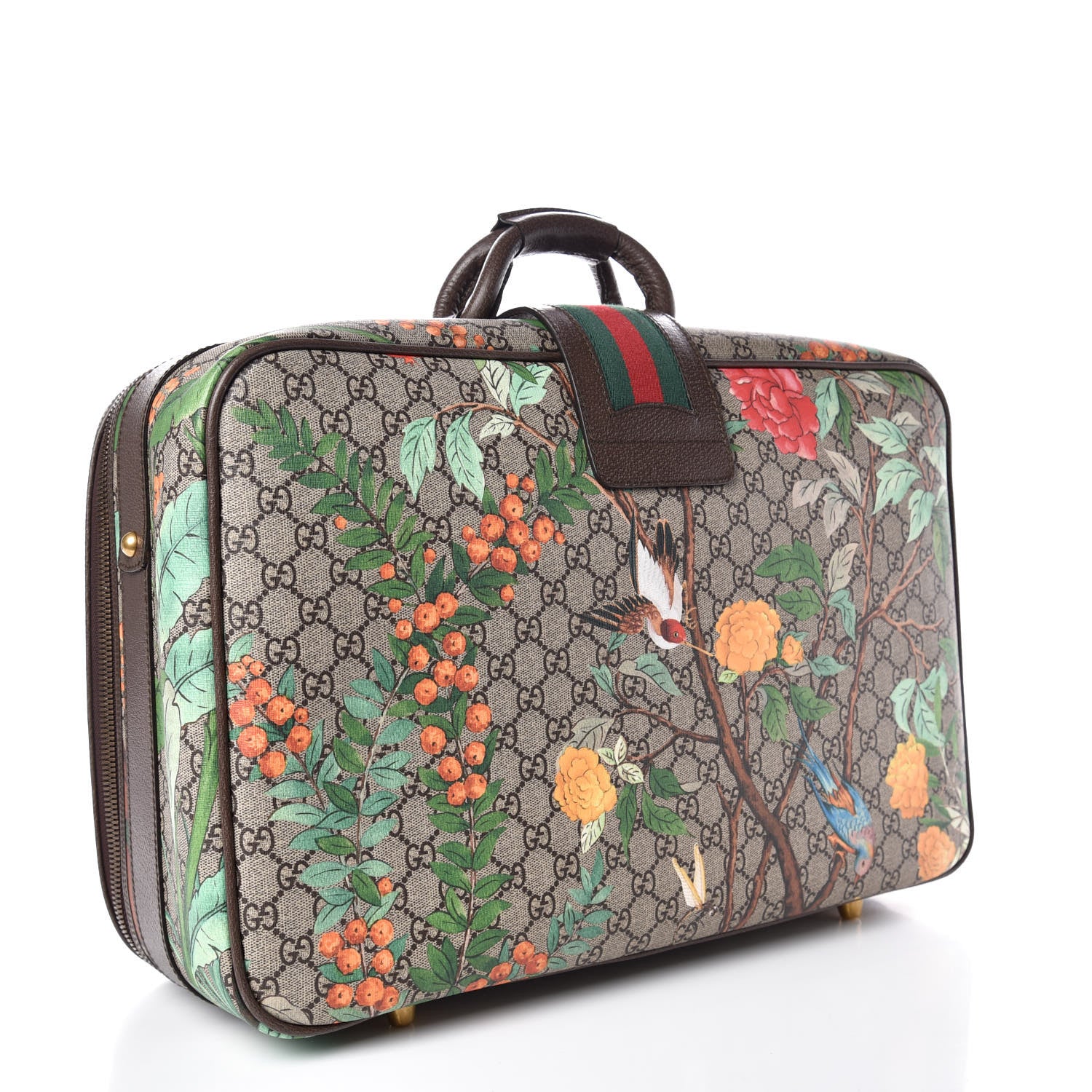 Gucci GG Supreme Monogram Tian Web Suitcase Beige Multicolor New Acero 3 of 15