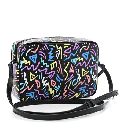 Saint Laurent Grain De Poudre Medium Classic Monogram Multicolor Graphic Print Lou Camera Bag Black 3 of 9