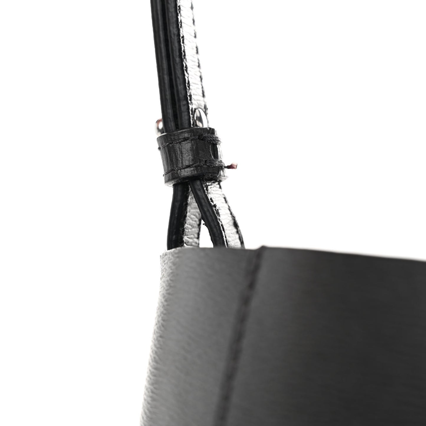 Grained Calfskin Small Vertical Cabas Black