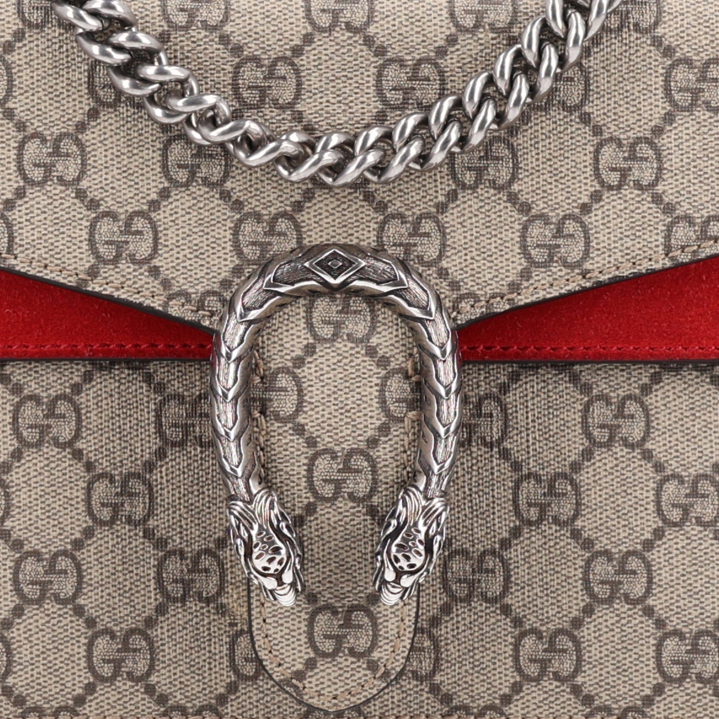 GG Supreme Monogram Mini Dionysus Shoulder Bag Hibiscus Red