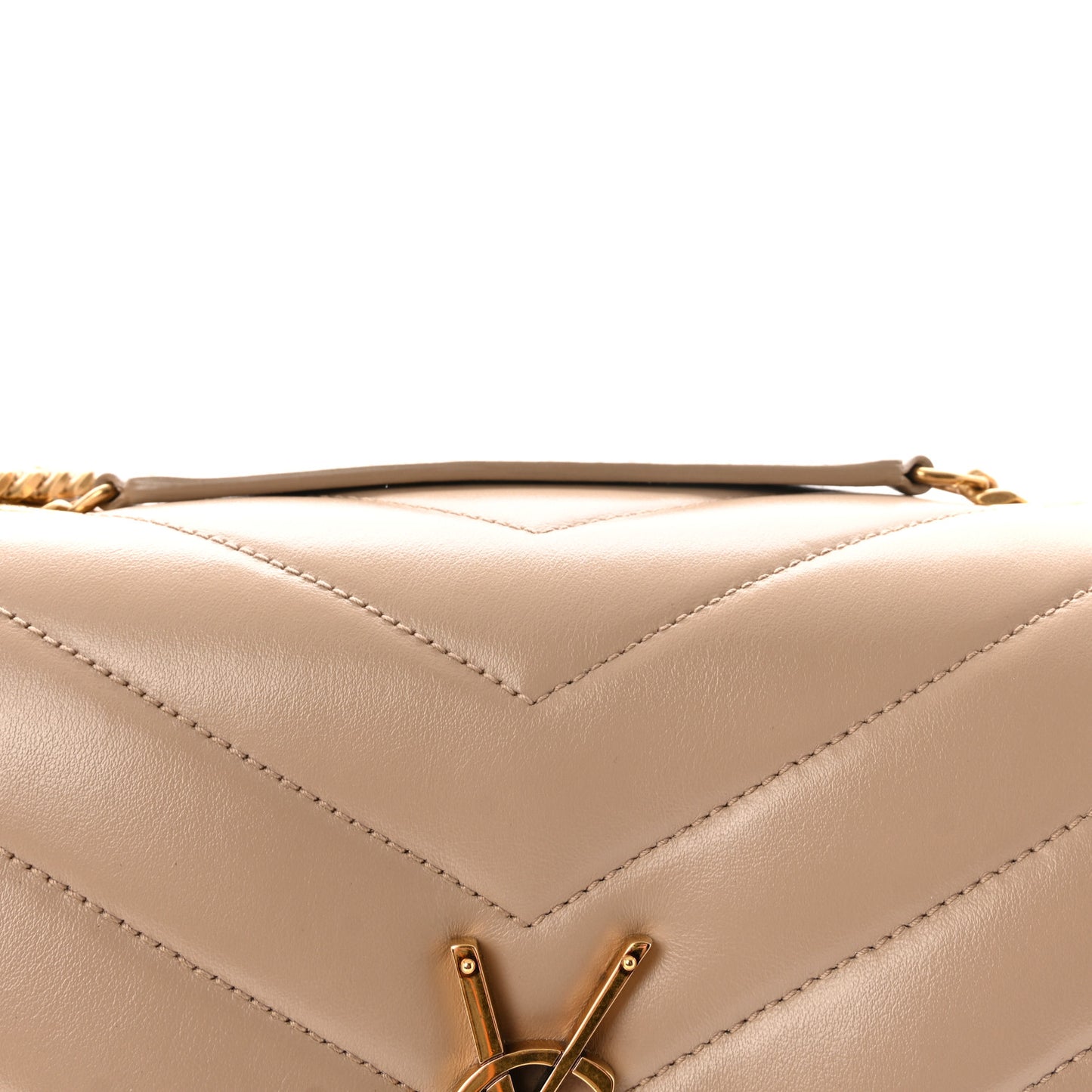 Calfskin Y Quilted Monogram Medium Loulou Chain Satchel Dark Beige