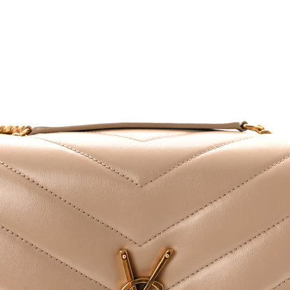 Saint Laurent Calfskin Y Quilted Monogram Medium Loulou Chain Satchel Dark Beige 7 of 10