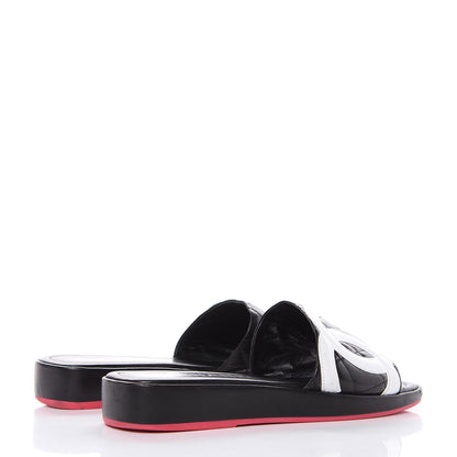 Chanel Calfskin Cambon CC Flat Slide Sandals 37.5 Black 4 of 16