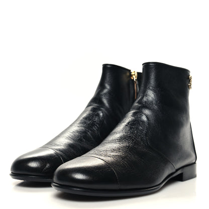 Chanel Aged Calfskin CC Ankle Boots 37 Black 3 of 8