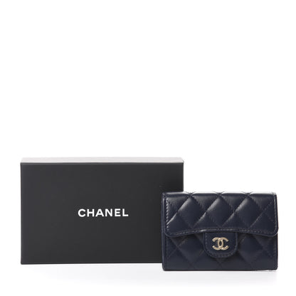 Chanel Lambskin Quilted Flap Card Holder Wallet Navy 9 of 9